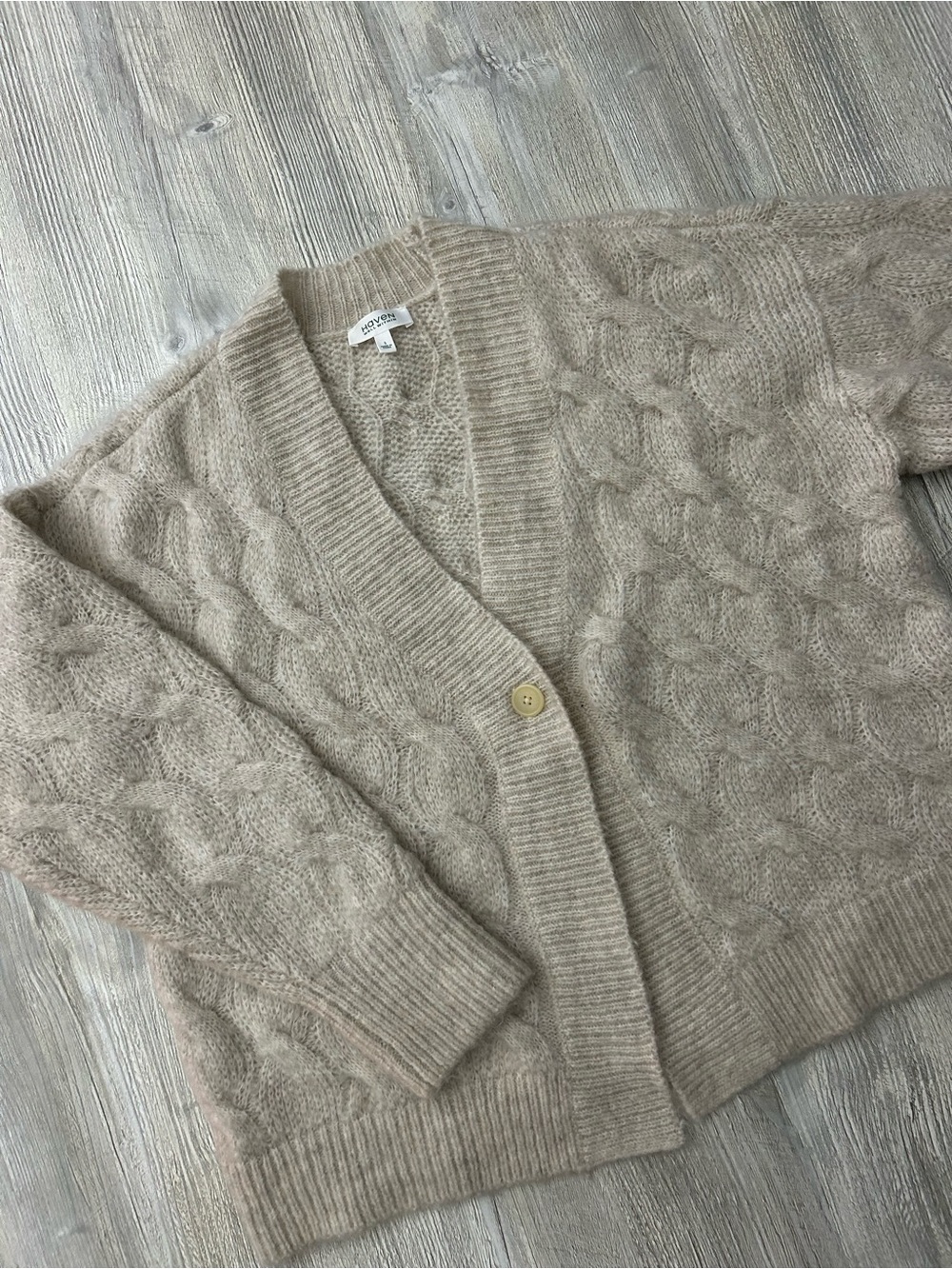 Haven Well Within Lofty Knit Cable V-Neck Small Cardigan Soft and Cozy
